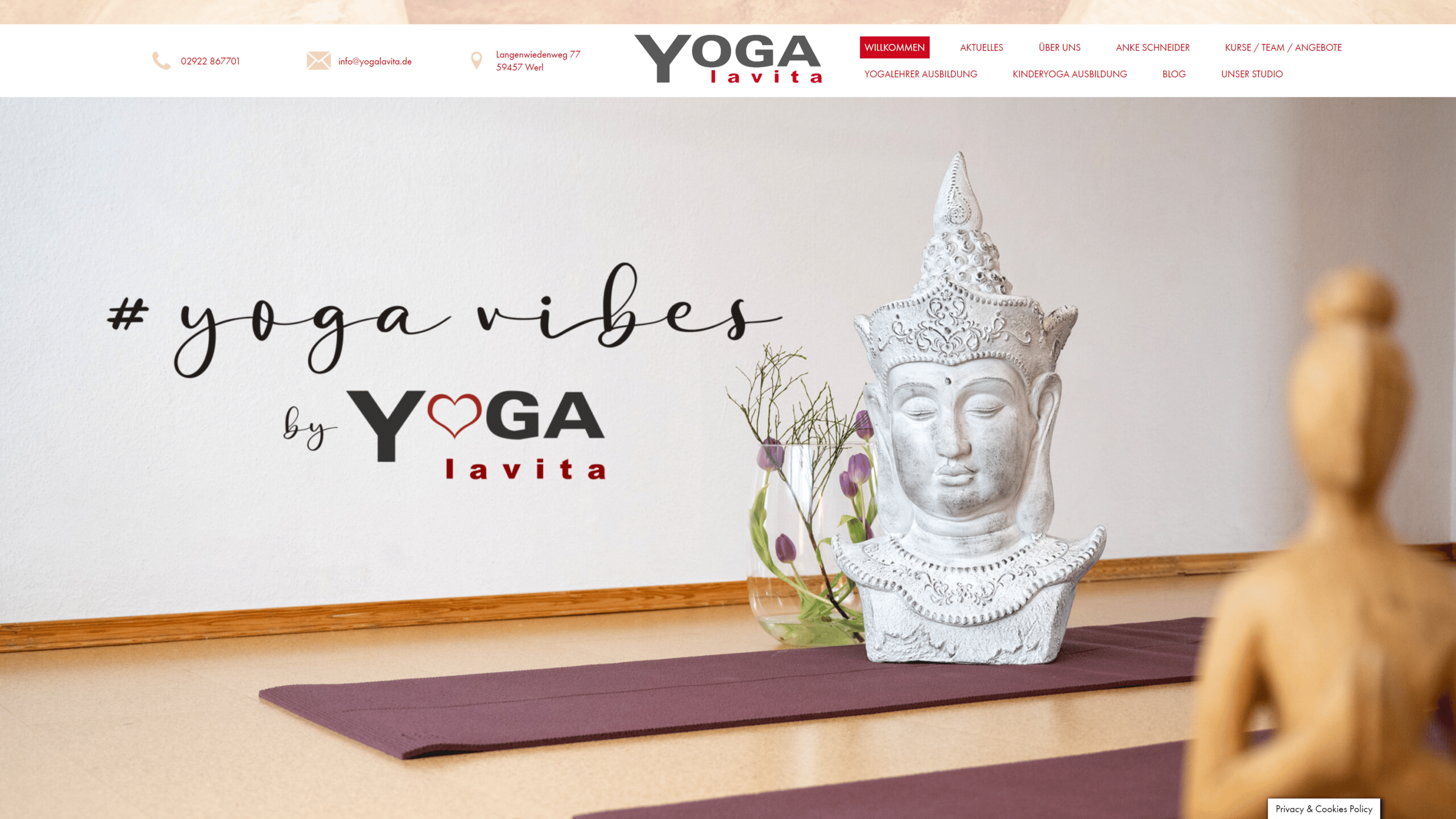 Ansicht auf dem Desktop von "Projekt: Yogalavita"